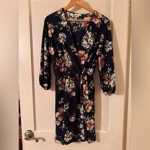 Charming Charlie Navy Floral Long Sleeve Dress